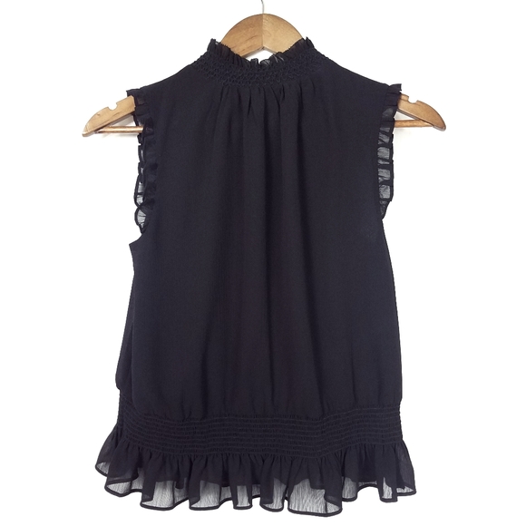 J.Crew Crinkle Chiffon Mock Neck Smocked Top - Picture 6 of 8